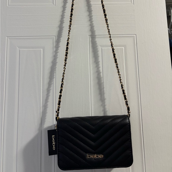bebe Handbags - Bebe Black Chevron Crossbody Bag
